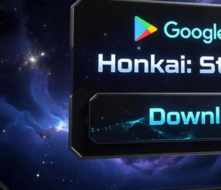 Ilustrace bezpečného stahování Honkai: Star Rail z Google Play na mobilním zařízení.