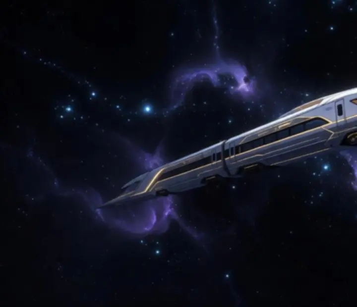 Astrální expres projíždějící kosmem ve hře Honkai: Star Rail